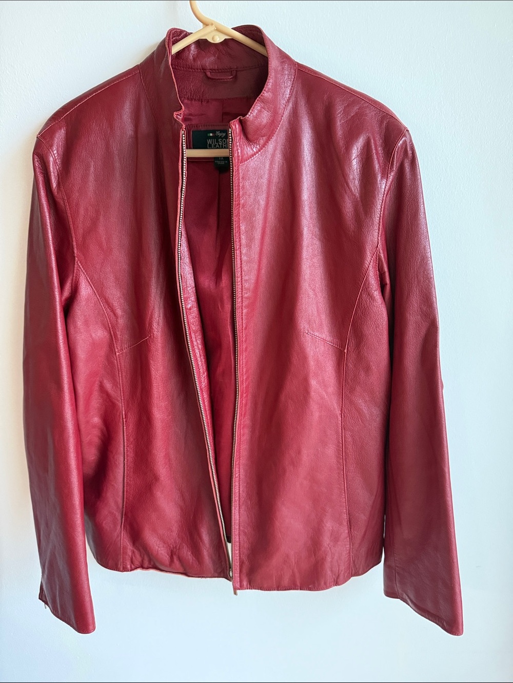 Vintage Wilsons Leather Women's Burgundy Leather Zip Jacket
